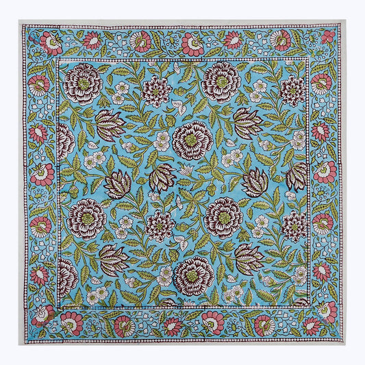 Green With Red Handmade Block Printed Cotton Napkins Set Of 4 - My Store