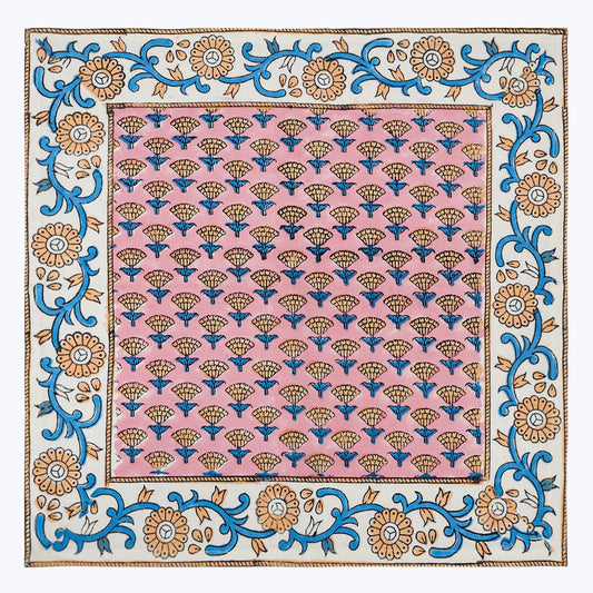 Pink and Blue Hand Block Printed Cotton Napkins Set Of 4 - My Store