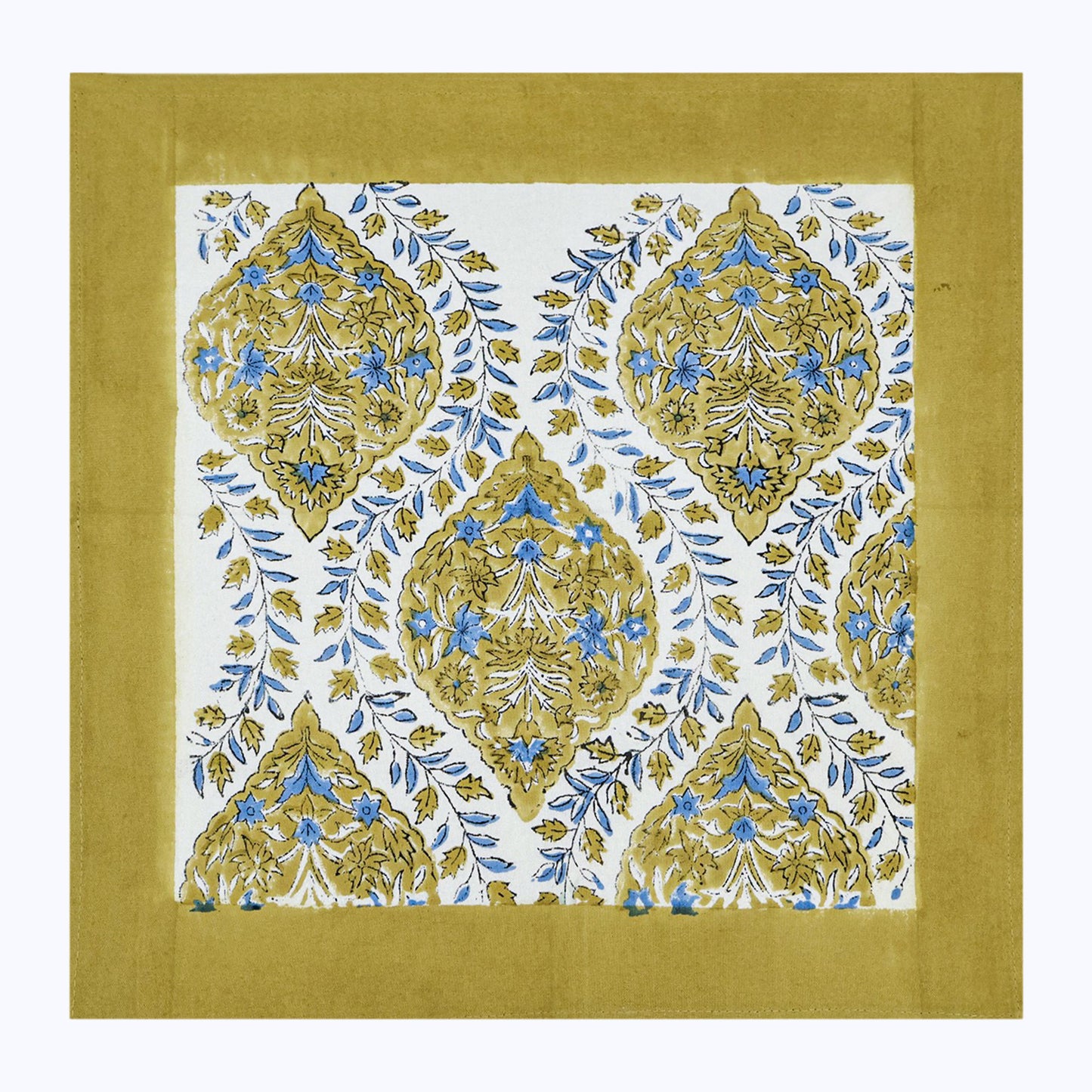 Green Handmade Block Printed Cotton Napkins Set Of 4 - My Store