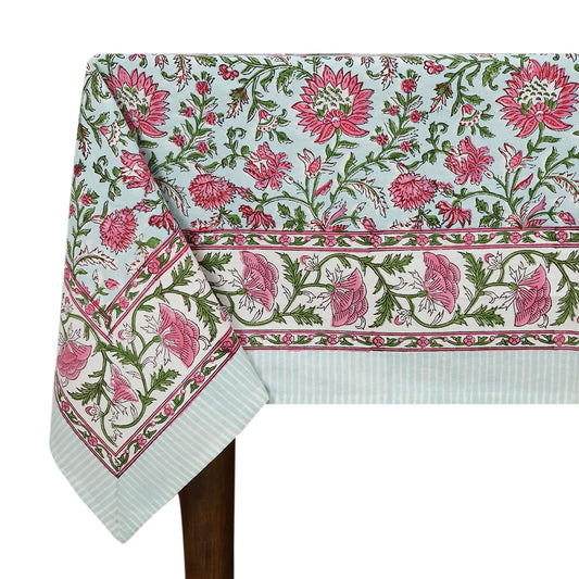 Floral Hand Block Printed Rectangle Dinning Tablecloth - My Store