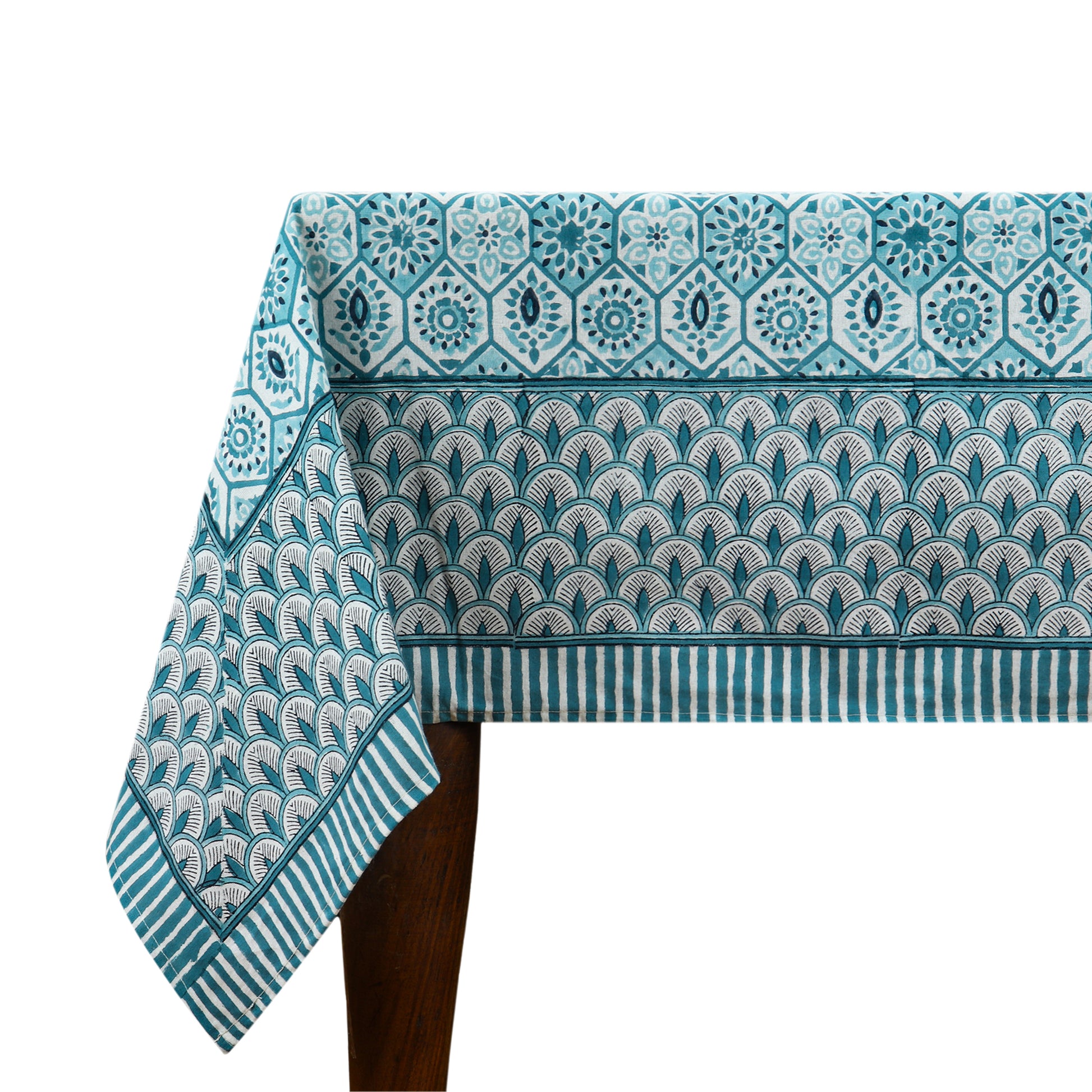 Rectangle Block Printed Cotton Table Cover - Dinning Decoration Table Linens - My Store