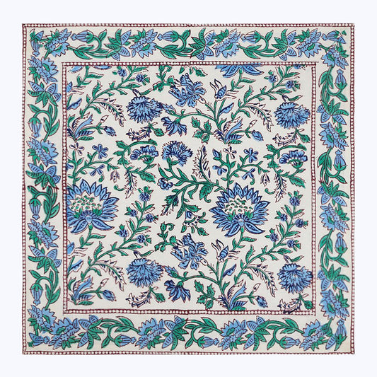 Blue and Green Handmade Block Printed Cotton Napkins Set Of 4 - My Store