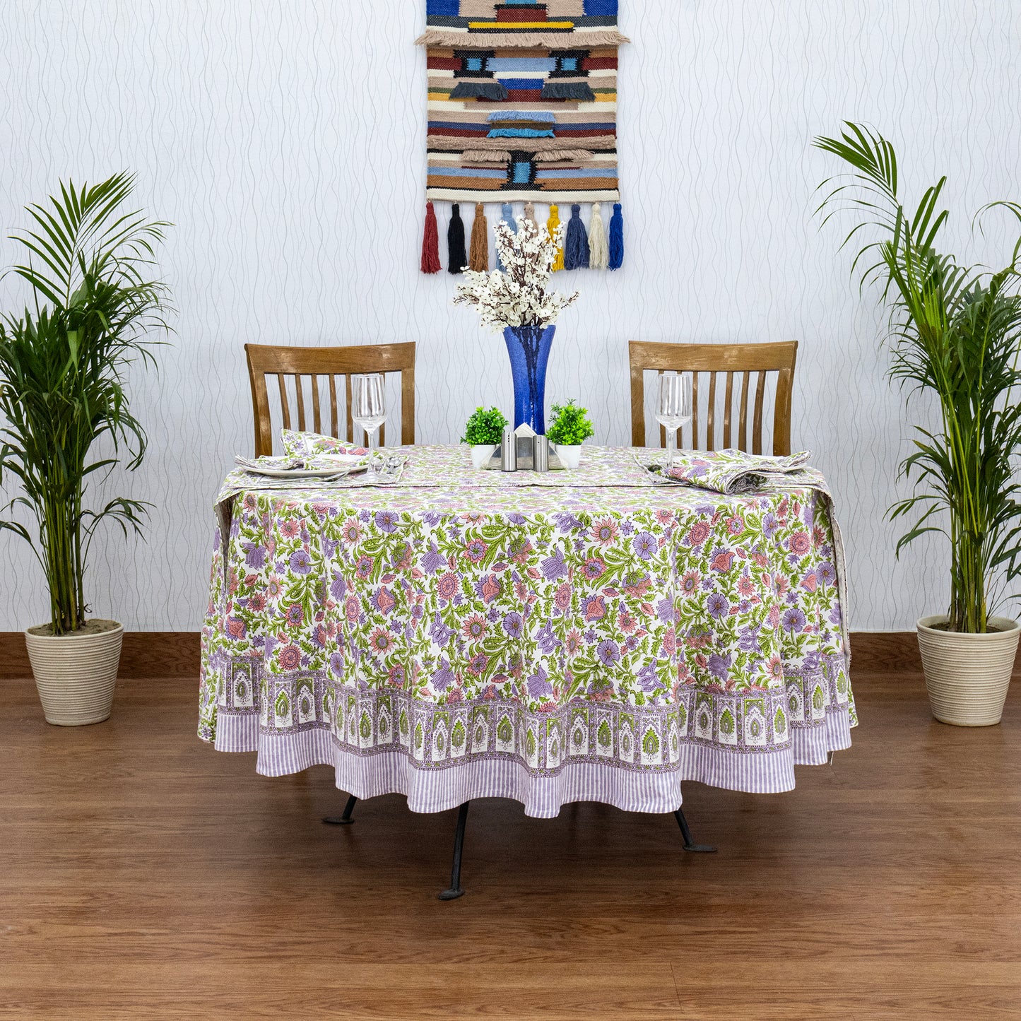 Handmade Block Printed Cotton Round Tablecloth - My Store