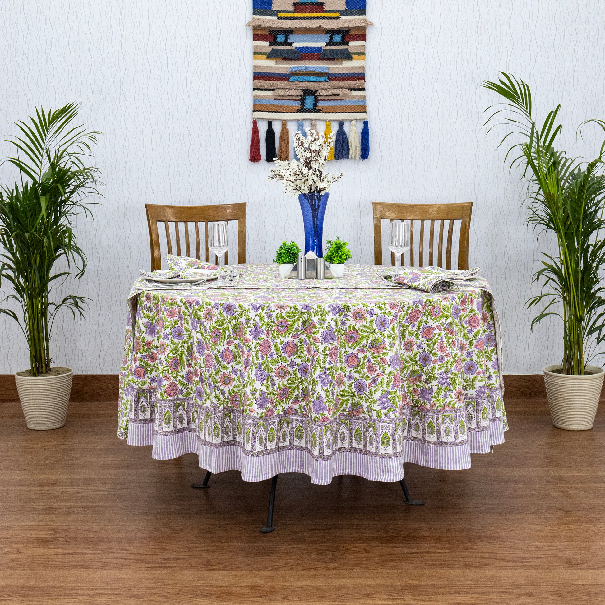 Handmade Block Printed Cotton Round Tablecloth - My Store