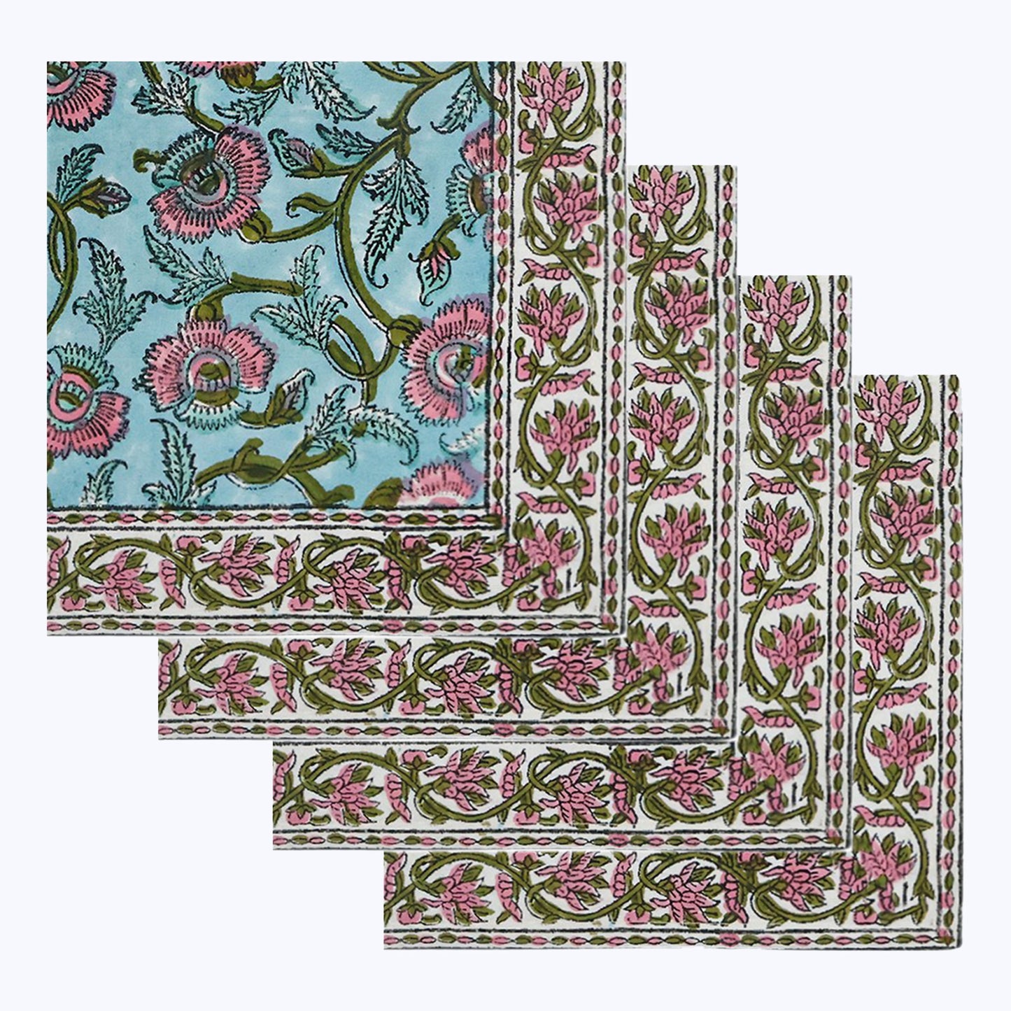 Hand Block Printed Cotton Napkins Set Of 4 - My Store