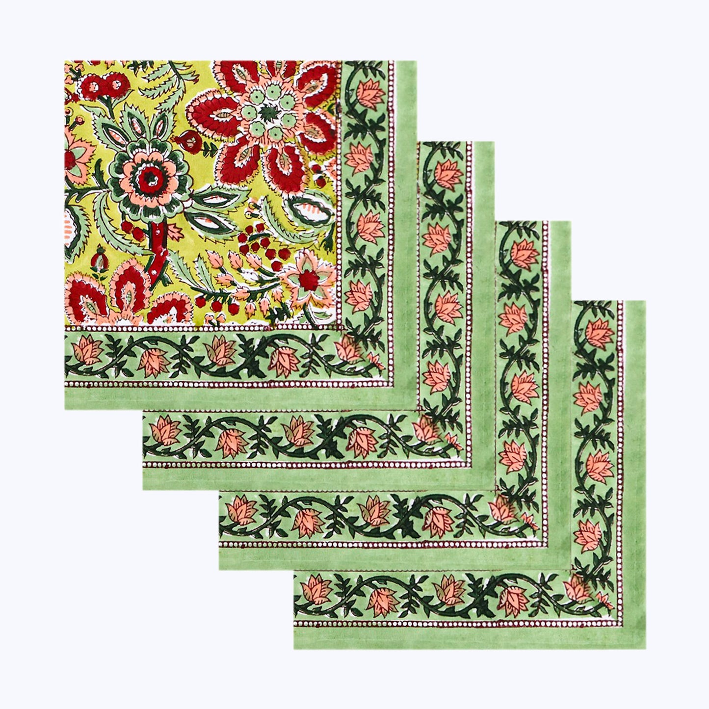 Indian Hand Block Printed Cotton Napkins Set Of 4 - My Store