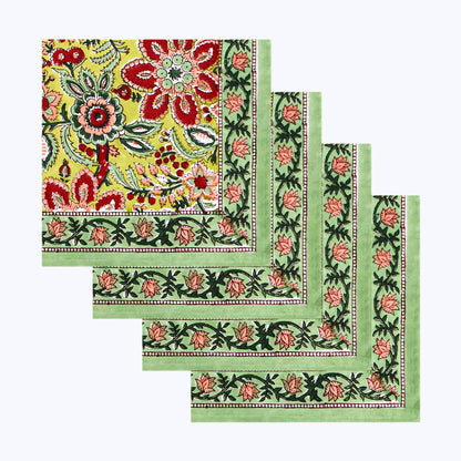 Indian Hand Block Printed Cotton Napkins Set Of 4 - My Store
