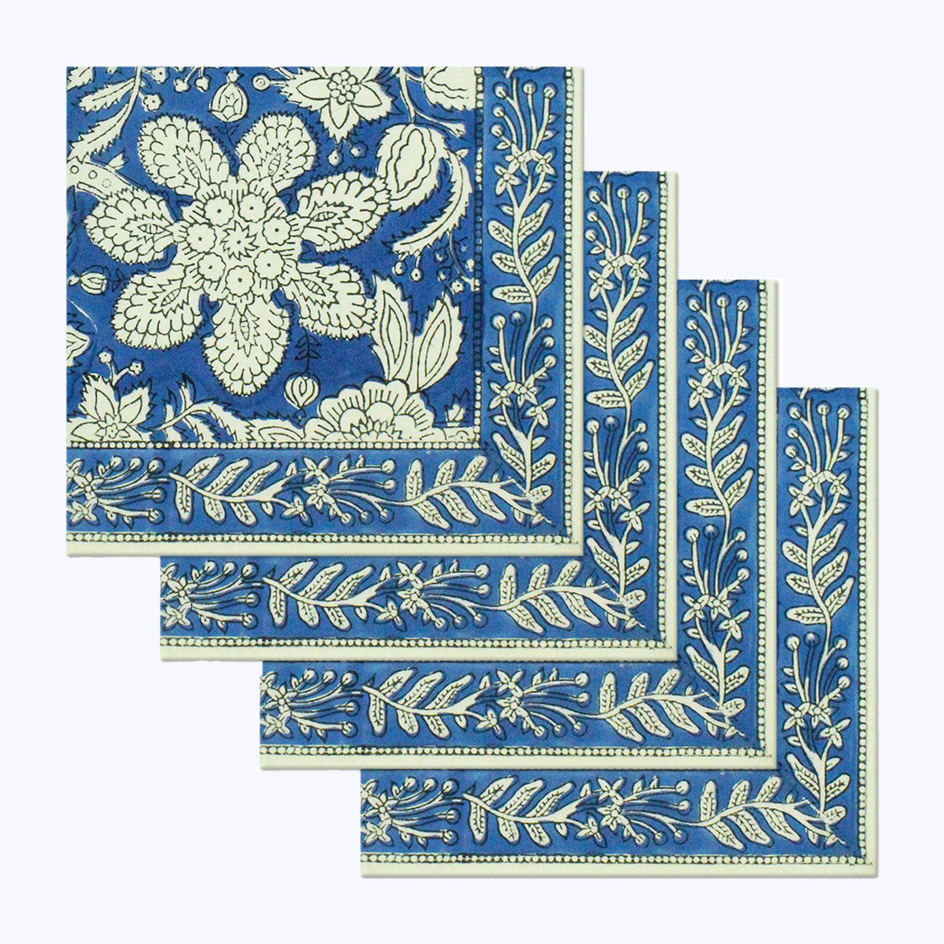 Hand Block Printed Cotton Set Of 4 Table Napkins - My Store