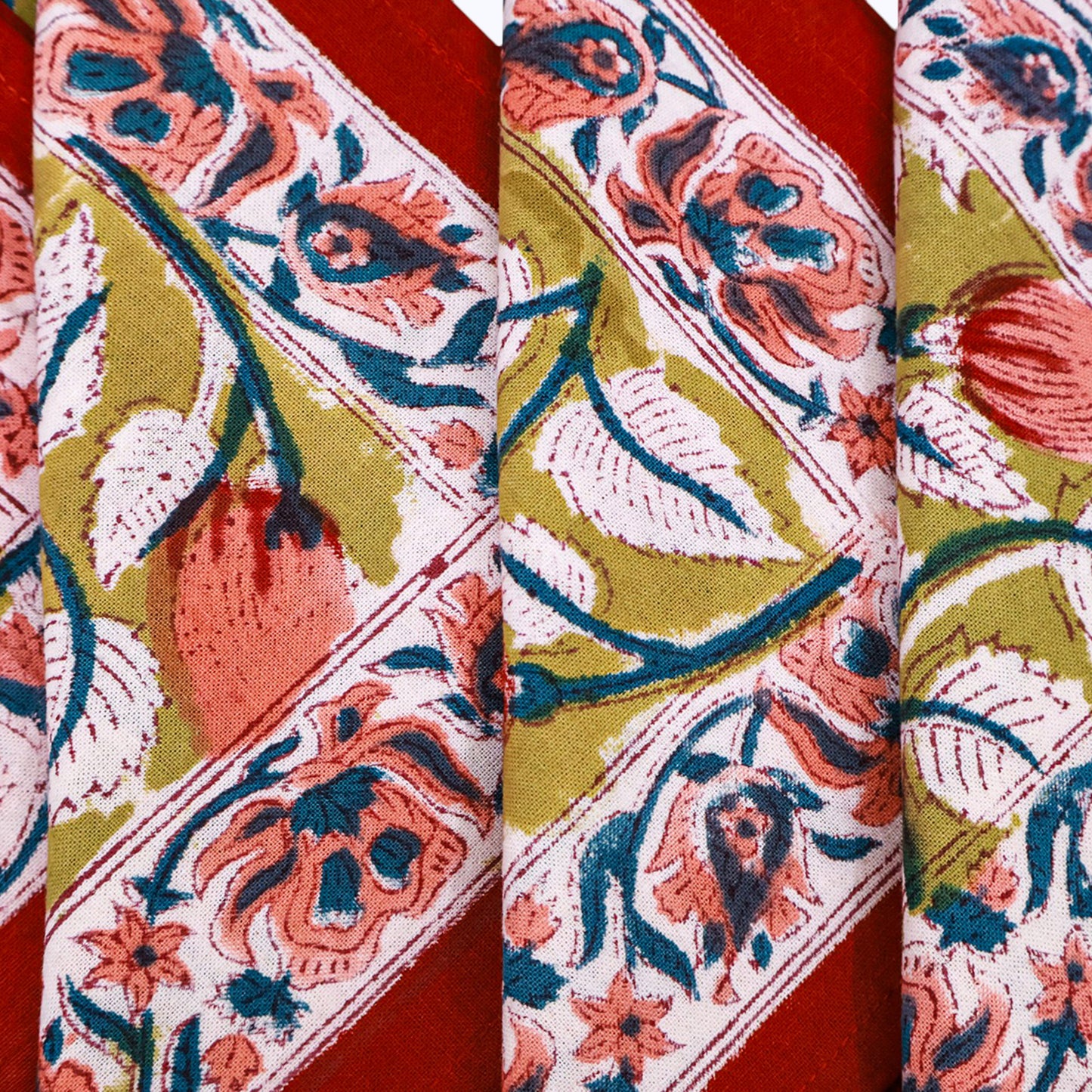 Red and Pink Handmade Block Printed Cotton Napkin Set Of 4 - My Store