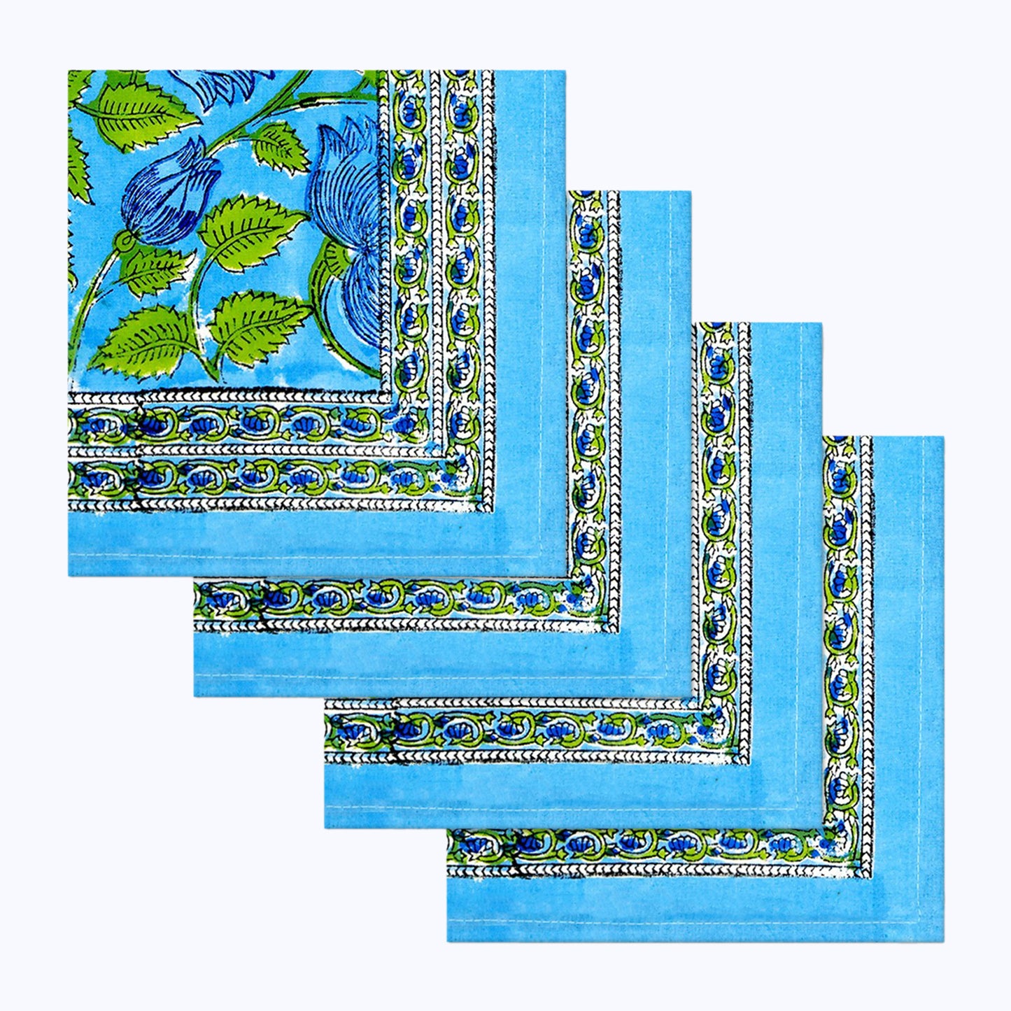 Indian Hand Block Printed Cotton 4 Pieces Napkins Set - My Store