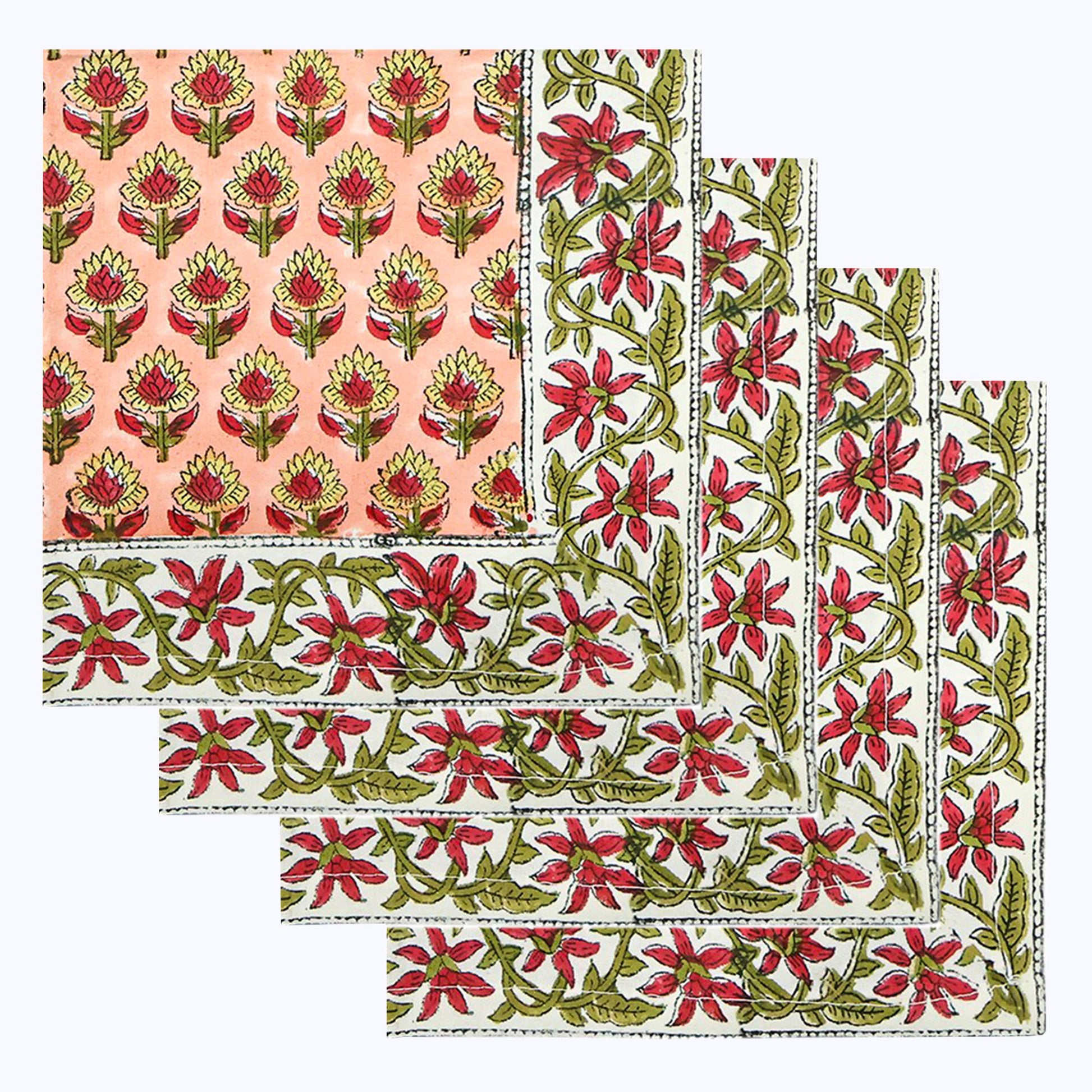 Handmade Block Printed Cotton Napkins Set Of 4 - My Store