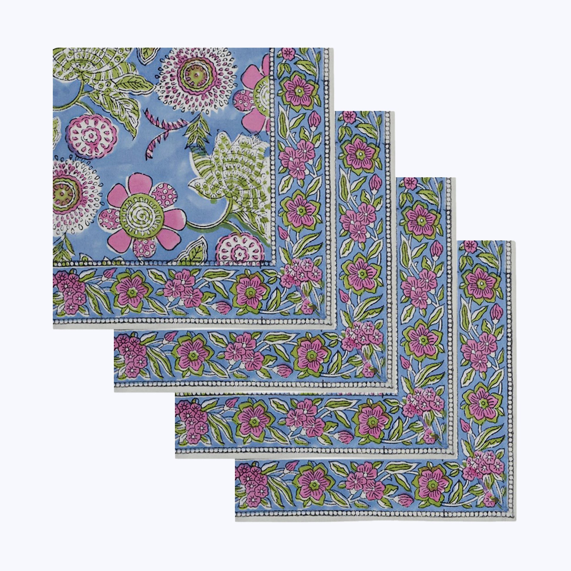 Hand Block Printed Cotton Napkins Set Of 4 - My Store