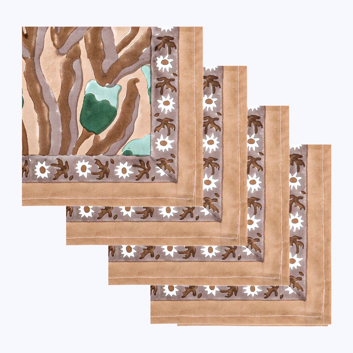 Handmade Block Printed Cotton Napkins Set Of 4 - My Store