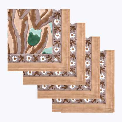 Handmade Block Printed Cotton Napkins Set Of 4 - My Store