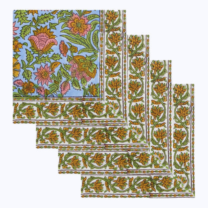 Indian Handmade Block Printed Cotton Napkins Set Of 4 - My Store