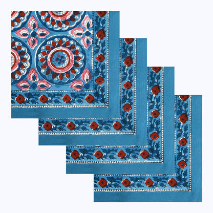 Hand Block Printed Cotton 4 Pieces Napkins Set - My Store