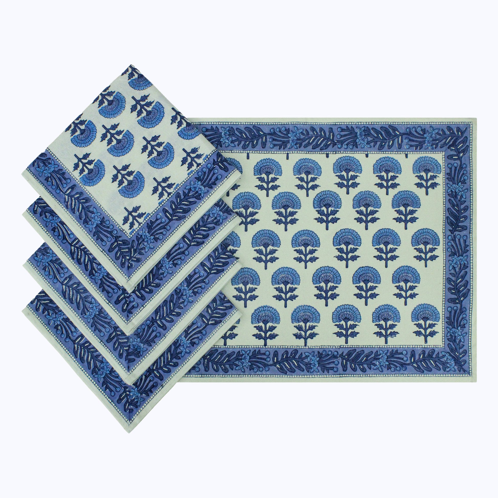 Hand Block Printed Dinning Cotton Set Of 4 Table Napkins - My Store