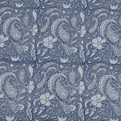 Cotton Bedsheet – Hand Block Floral Print – Blue and White – King, Queen, Twin Sizes - My Store