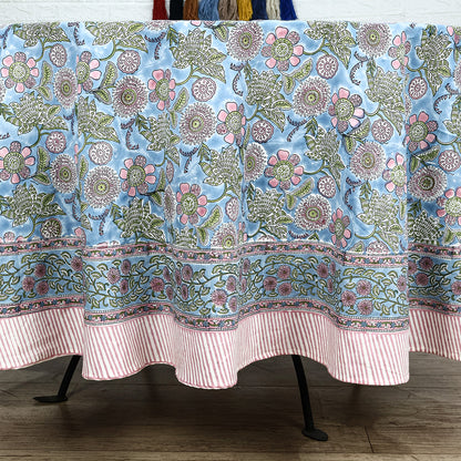 Purple and Pink Handmade Round Cotton Tablecloth - My Store