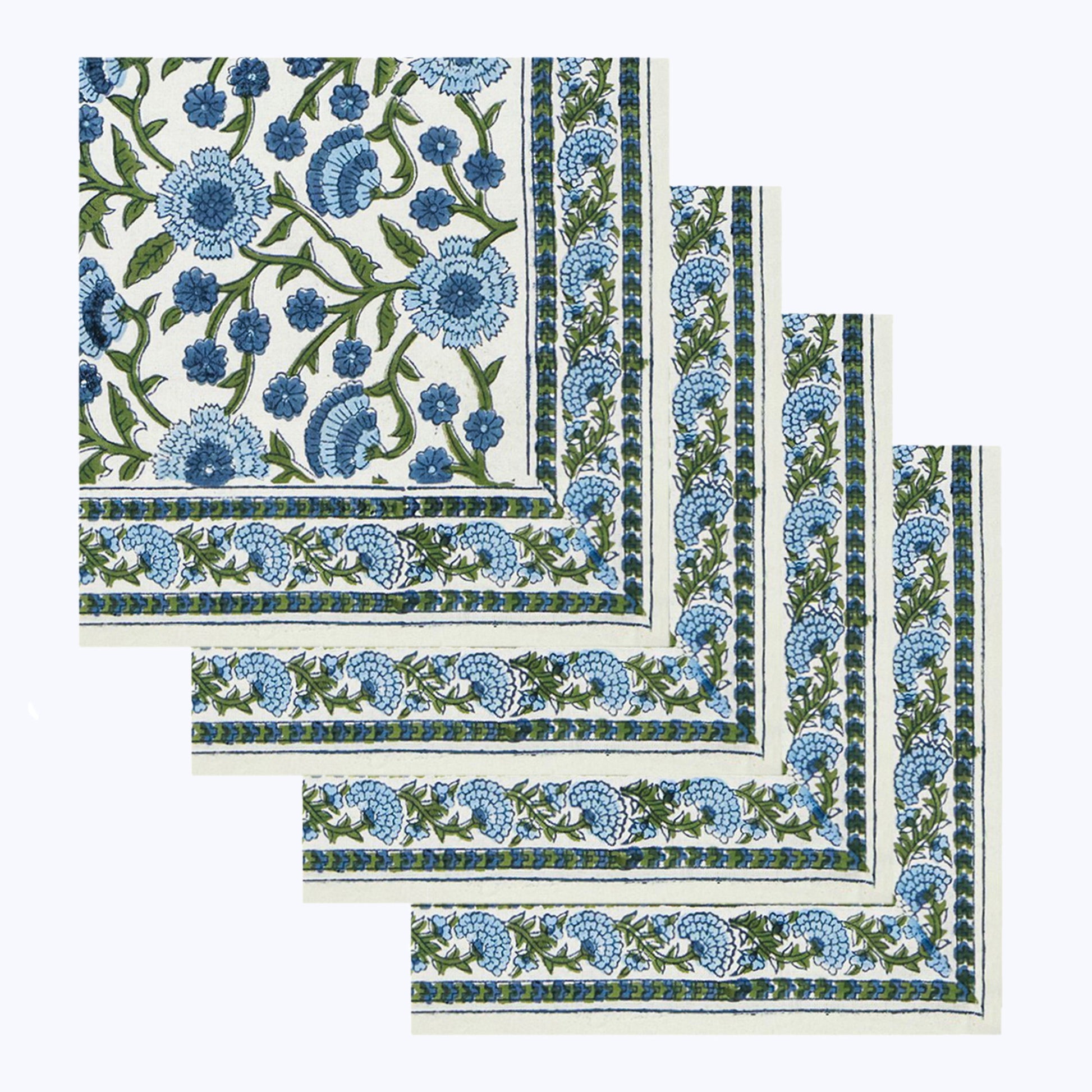 Indian Handmade Block Printed Cotton Napkins Set Of 4 - My Store