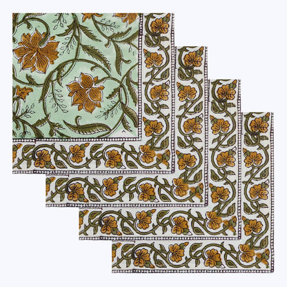 Indian Hand Block Printed Cotton Napkins Set OF 4 - My Store