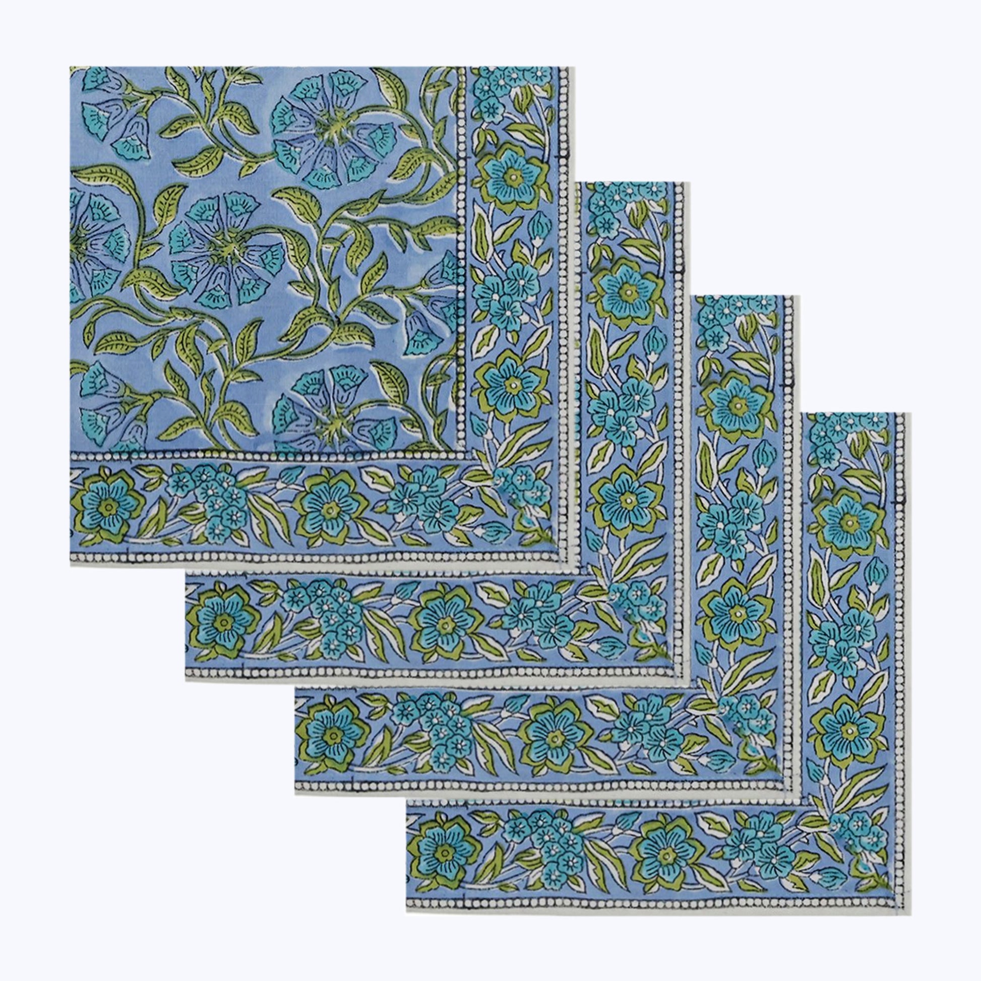 Cotton Handmade Block Printed Napkins Set Of 4 - My Store