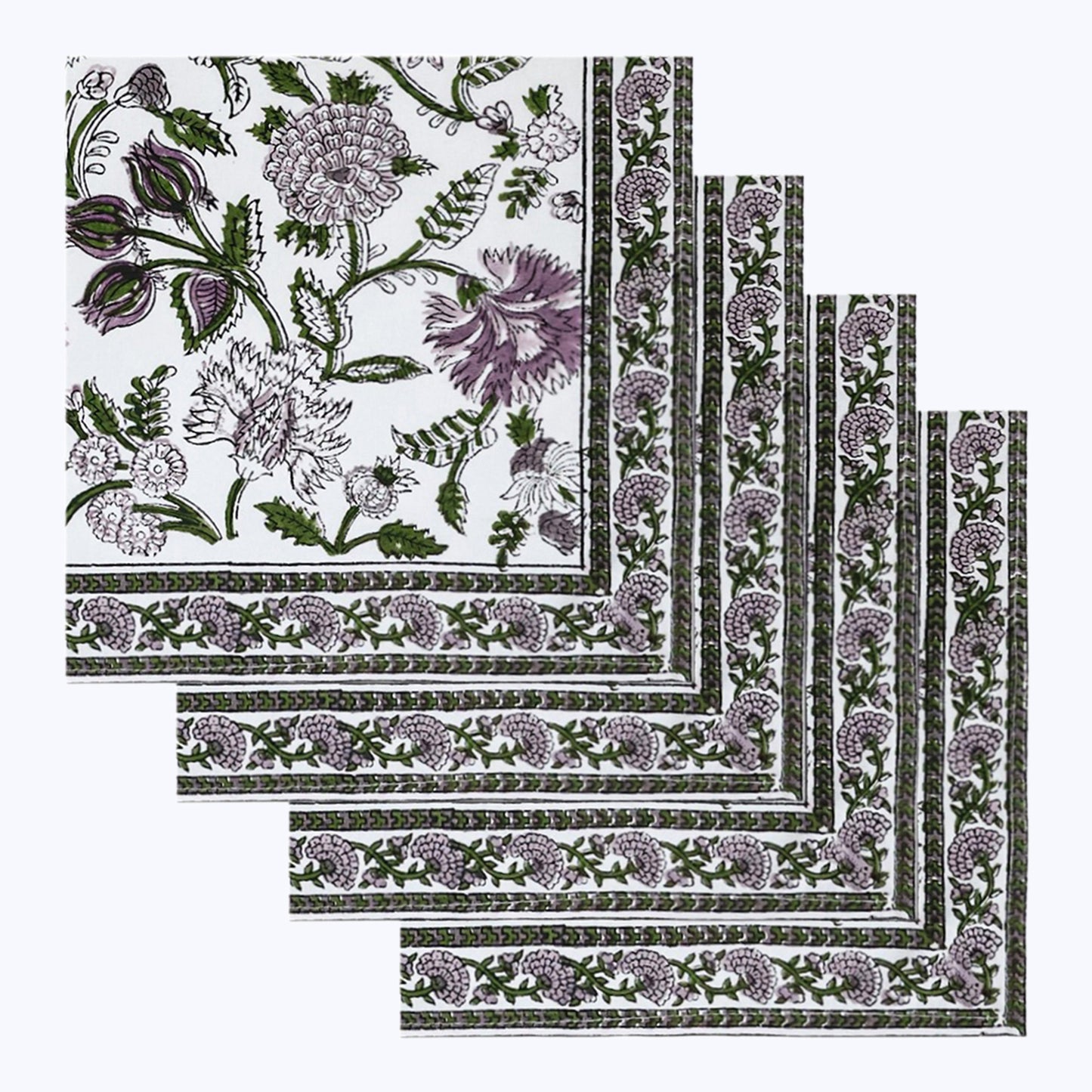 Indian Handmade Block Printed Cotton Napkins Set Of 4 - My Store