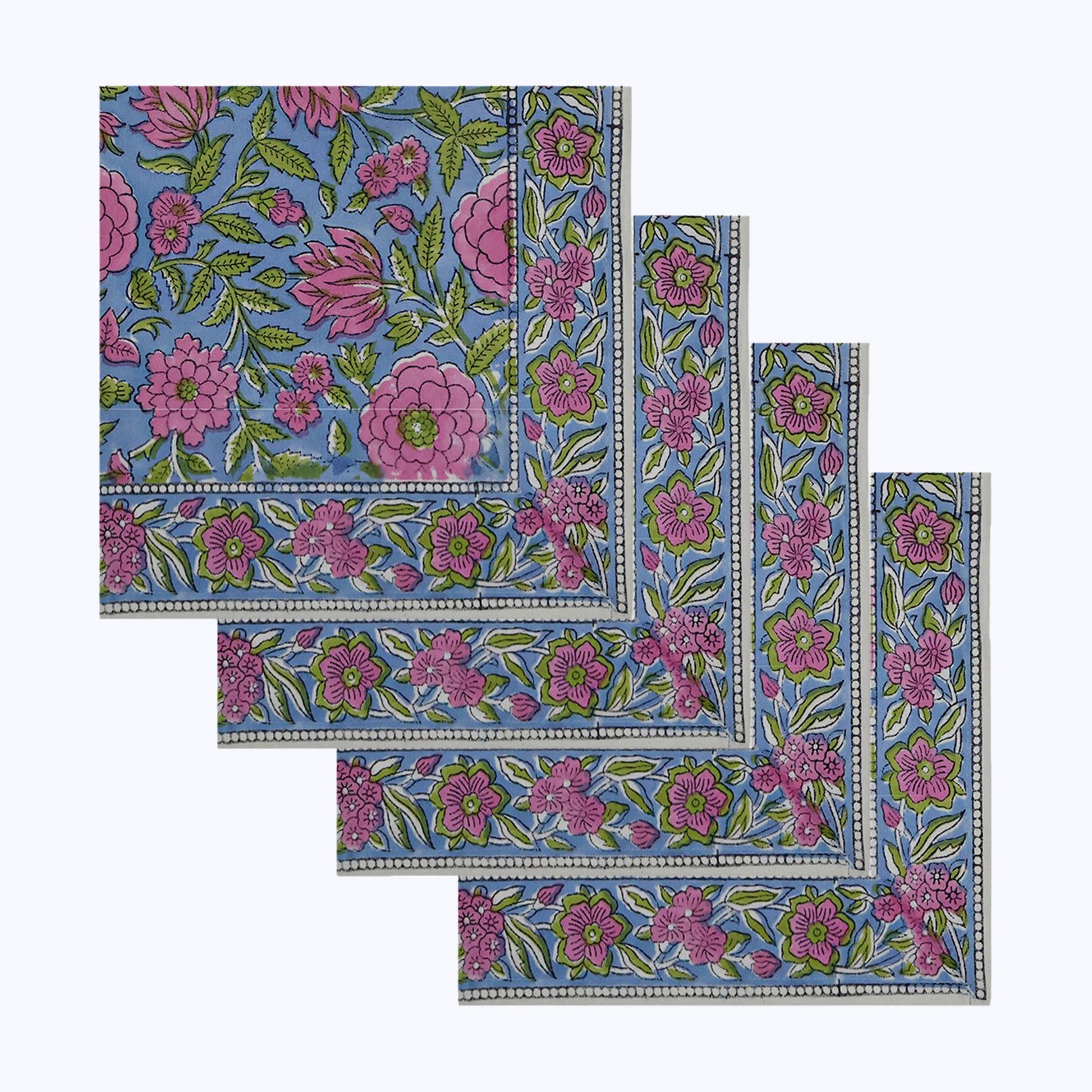 Handmade Block Printed Cotton Napkins Set Of 4 - My Store