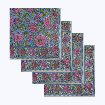 Handmade Block Printed Cotton Napkins Set Of 4 - My Store