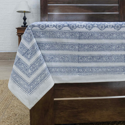 Cotton Bedsheet – Hand Block Floral Print – Blue & White – King, Queen, Twin Sizes - My Store