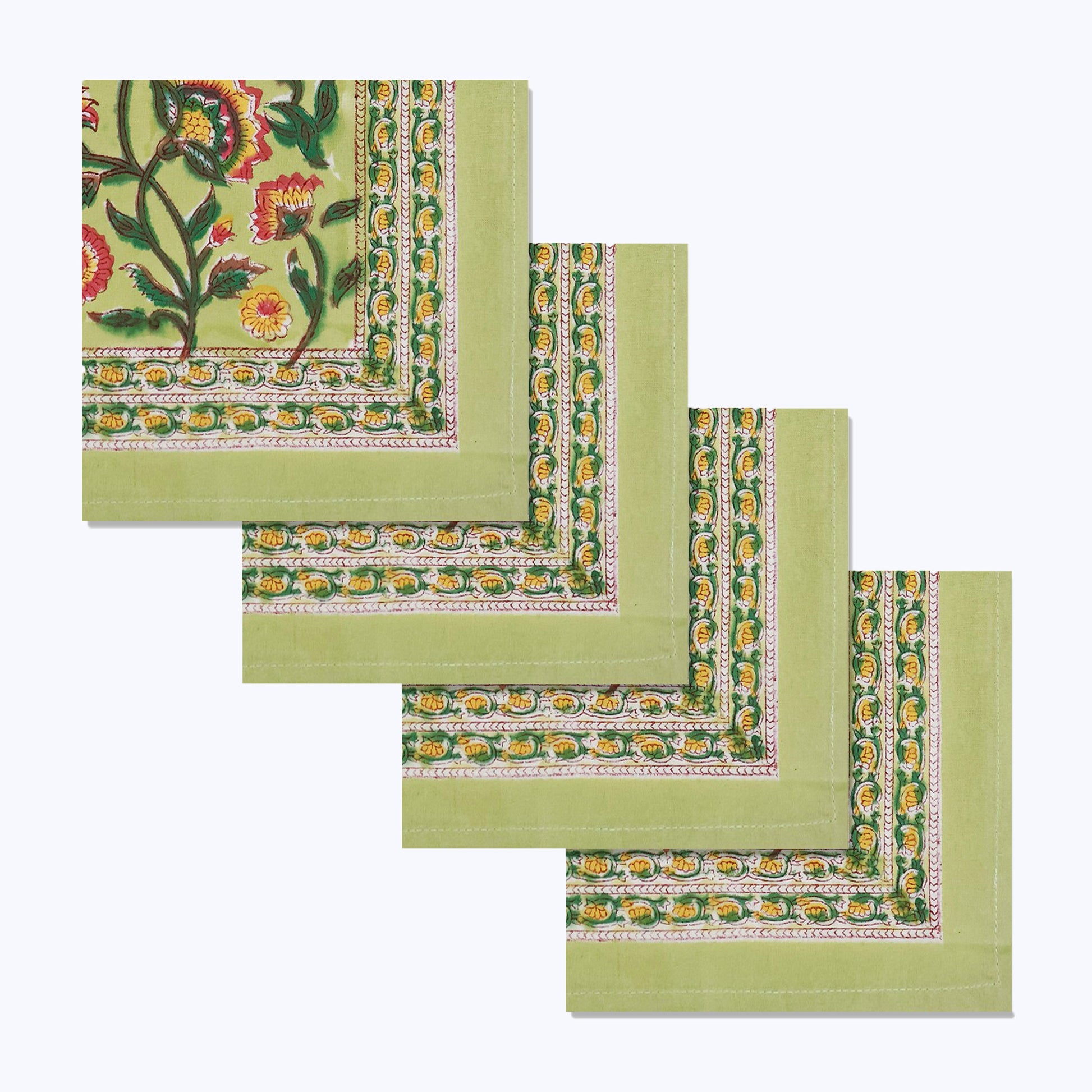 Handmade Block Printed Cotton Napkins Set Of 4 - My Store