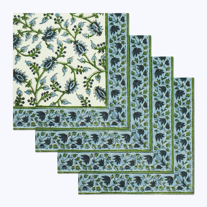 Indian Hand Block Printed Cotton Napkins Set Of 4 - My Store