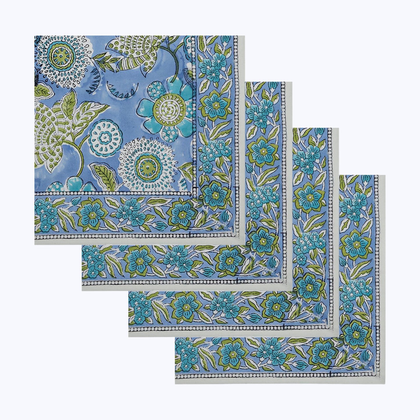 Indian Handmade Block Printed Cotton Napkins Set Of 4 - My Store