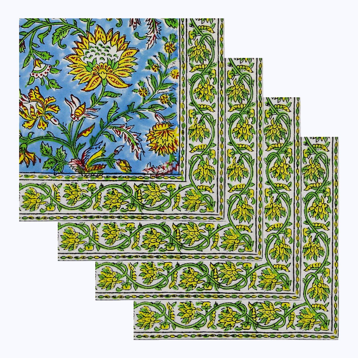 Cotton Hand Block Printed Napkins Set Of 4 - My Store