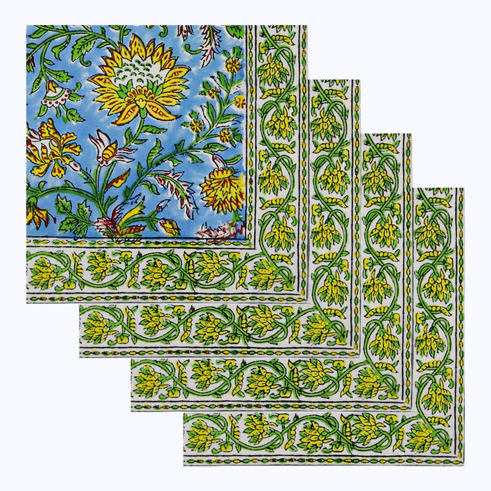 Cotton Hand Block Printed Napkins Set Of 4 - My Store