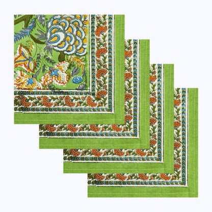 Green & Red Handmade Cotton Napkins Set Of 4 - My Store