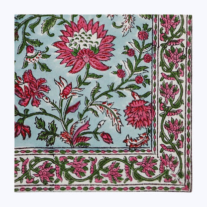 Red Withe Green Handmade Block Printed Cotton Napkins Set Of 4 - My Store