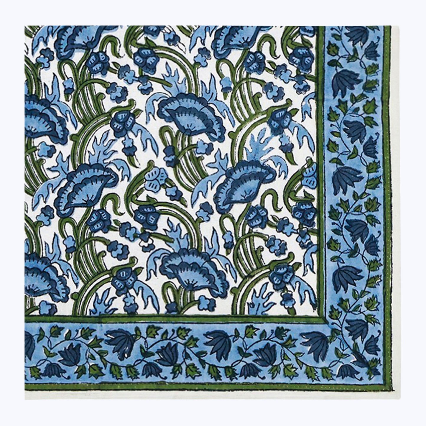 Blue and Green Handmade Block Printed Cotton Napkins Set Of 4 - My Store