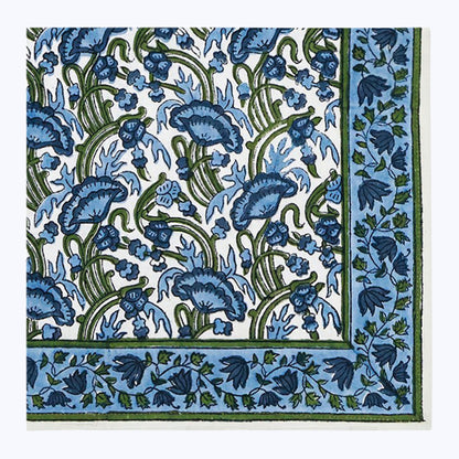 Blue and Green Handmade Block Printed Cotton Napkins Set Of 4 - My Store