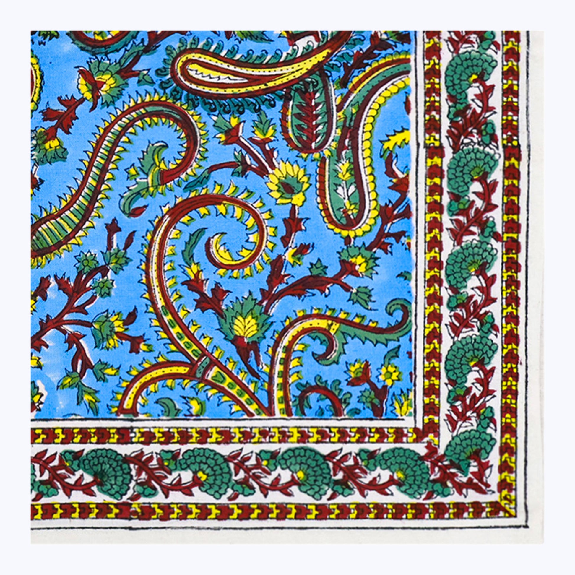 Blue and Yellow Hand Block Printed Cotton Napkins Set Of 4 - My Store