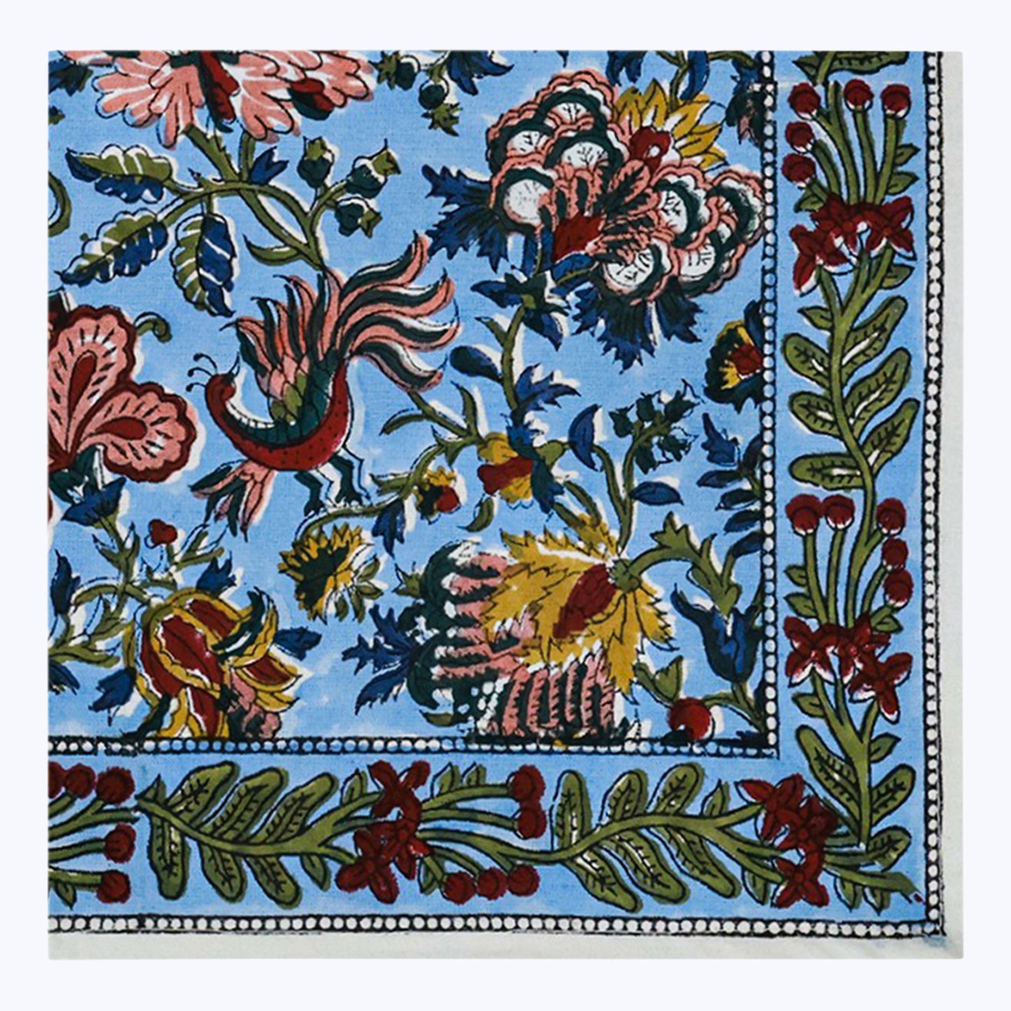 Blue and Red Hand Block Printed Cotton Napkins Set Of 4 - My Store