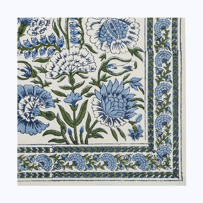Blue and White Hand Block Printed Floral Set Of 4 Napkins - My Store
