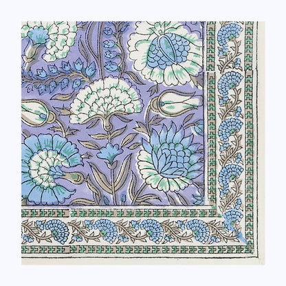 Purple and Green Block Printed Cotton Set Of 4 Napkins - My Store