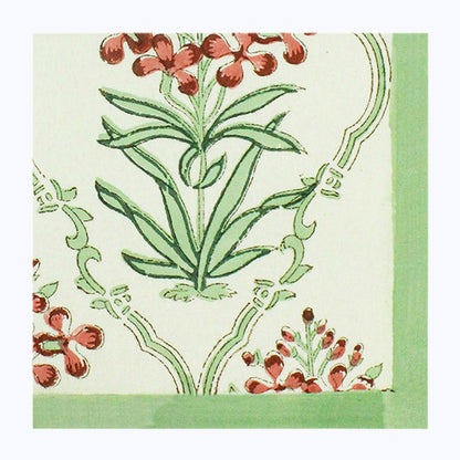 Green and White Hand Block Printed Cotton Napkins Set Of 4 - My Store