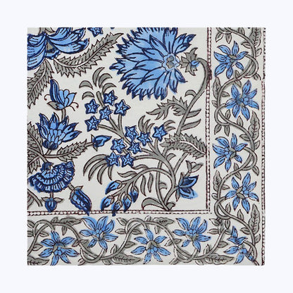 Blue and White Hand Block Printed Cotton Napkins Set Of 4 - My Store
