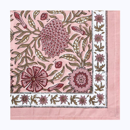 Pink Handmade Block Printed Cotton Napkins Set Of 4 Pieces - My Store
