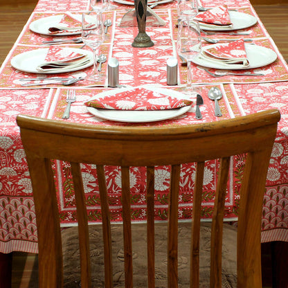 Red and White Handmade Table Cover, Linens Dining Table Cloth - My Store