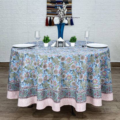 Purple and Pink Handmade Round Cotton Tablecloth - My Store