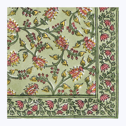 Green and Red Hand Block Printed Cotton Napkins Set Of 4 - My Store