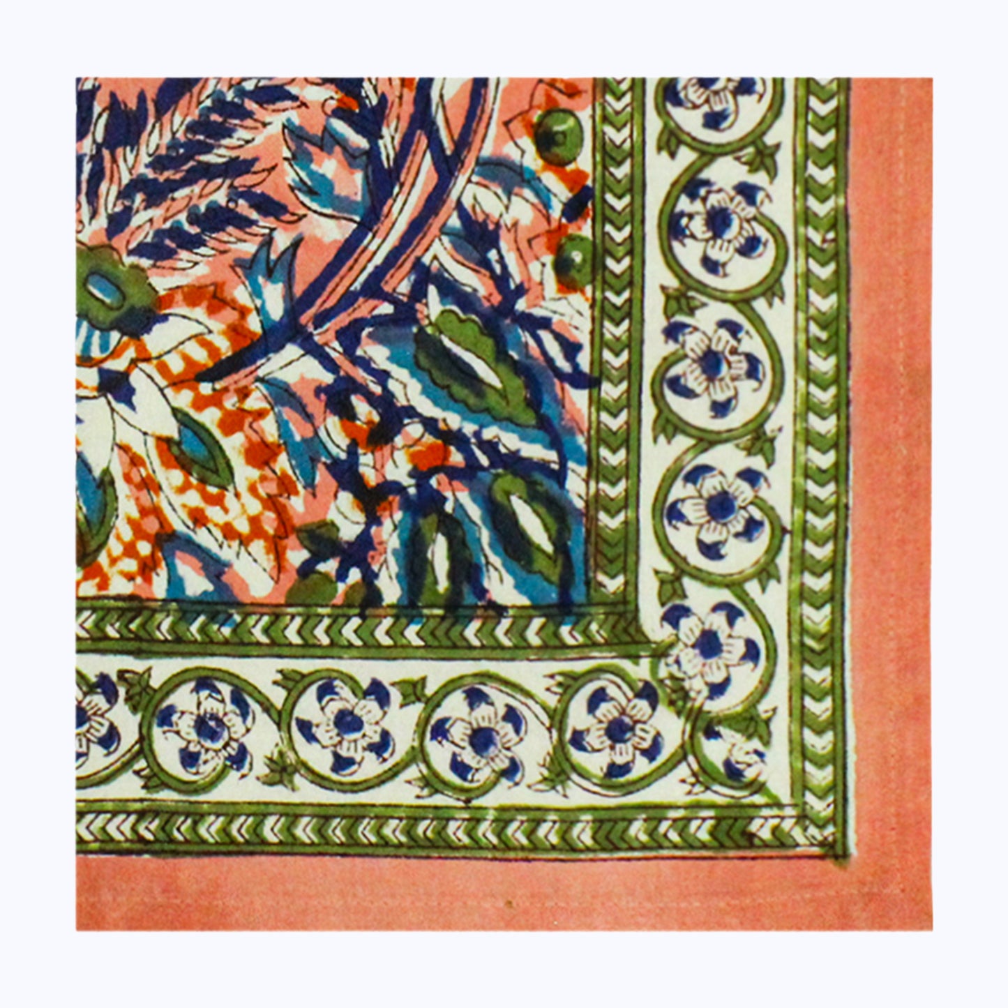 Orange and Green Block Printed Set Of 4 Napkins - My Store